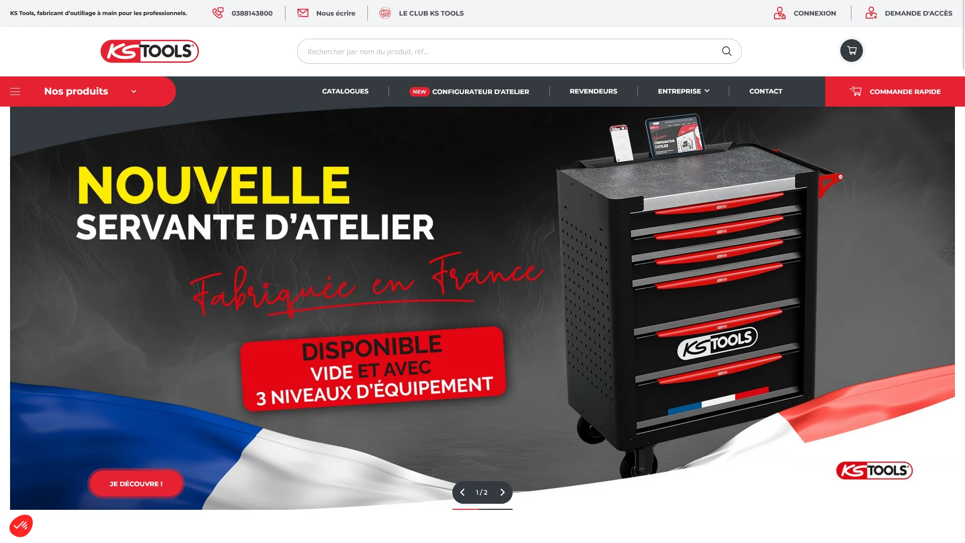 Screenshot des KS Tools SAS-Onlineshops.