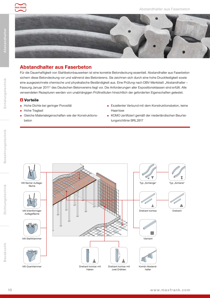 Seite der MAX FRANK-Preisliste, die mit crossbase produziert wurde.