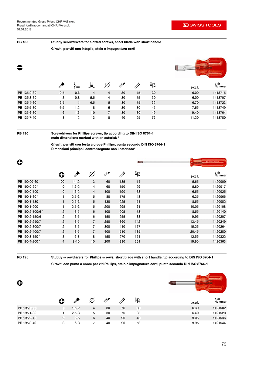 Katalogseite von PB Swiss Tools mit Produktinformationen aus der crossbase-Datenbank.