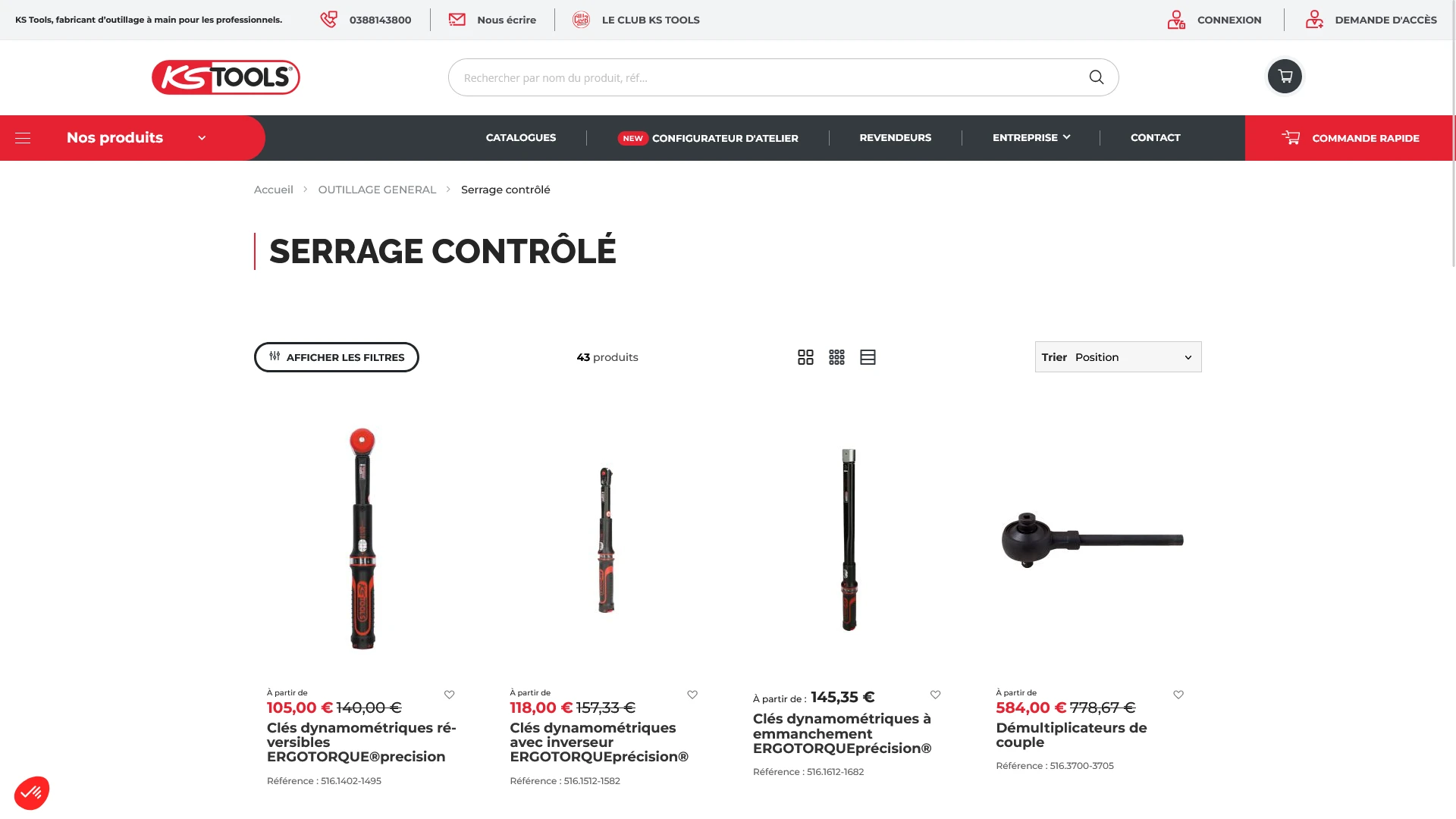 Screenshot des KS Tools SAS-Onlineshops.