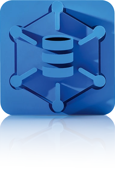Le symbole est bleu unicolore et représente une base de données stylisée, à partir de laquelle six lignes mènent aux sommets d'un hexagone environnant. Des points se trouvent aux coins de l'hexagone et le symbole est entouré d'un carré aux coins arrondis. Il représente la base de données de produits de crossbase.