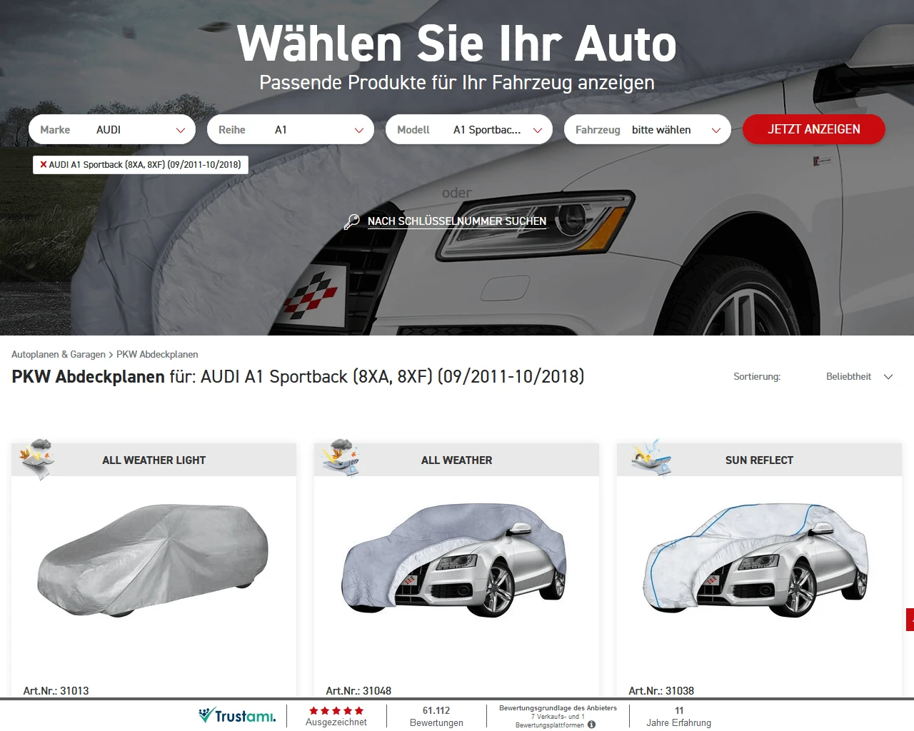 Capture d'écran de la boutique en ligne de WALSER