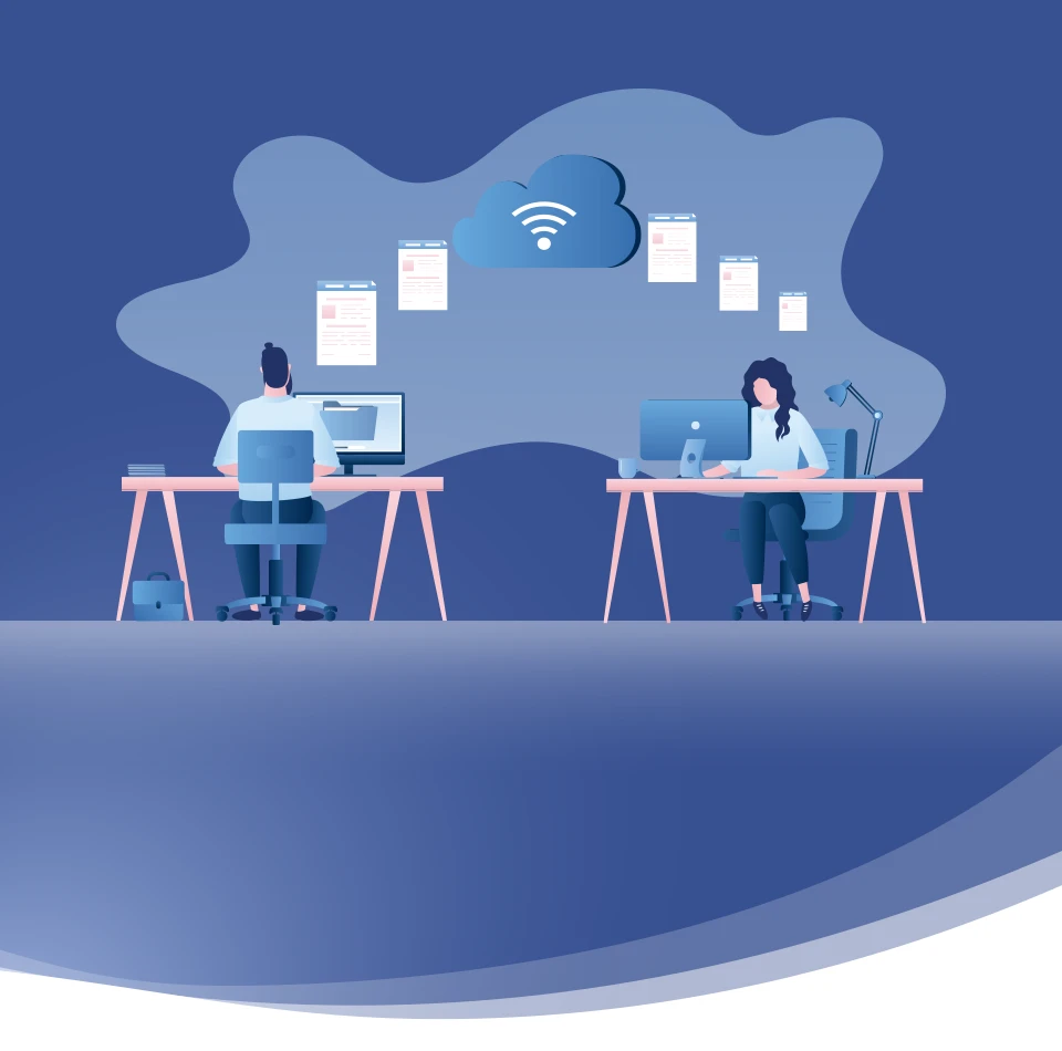 Graphique bleu avec nuage 